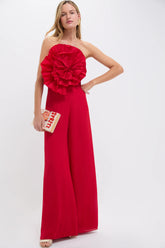 Coral Red No Me Olvides Pleated Top